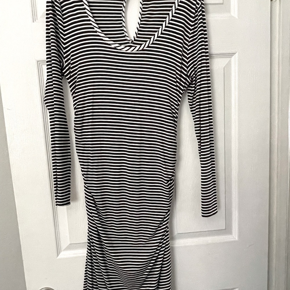 Banana Republic striped dress—perfect for curves!